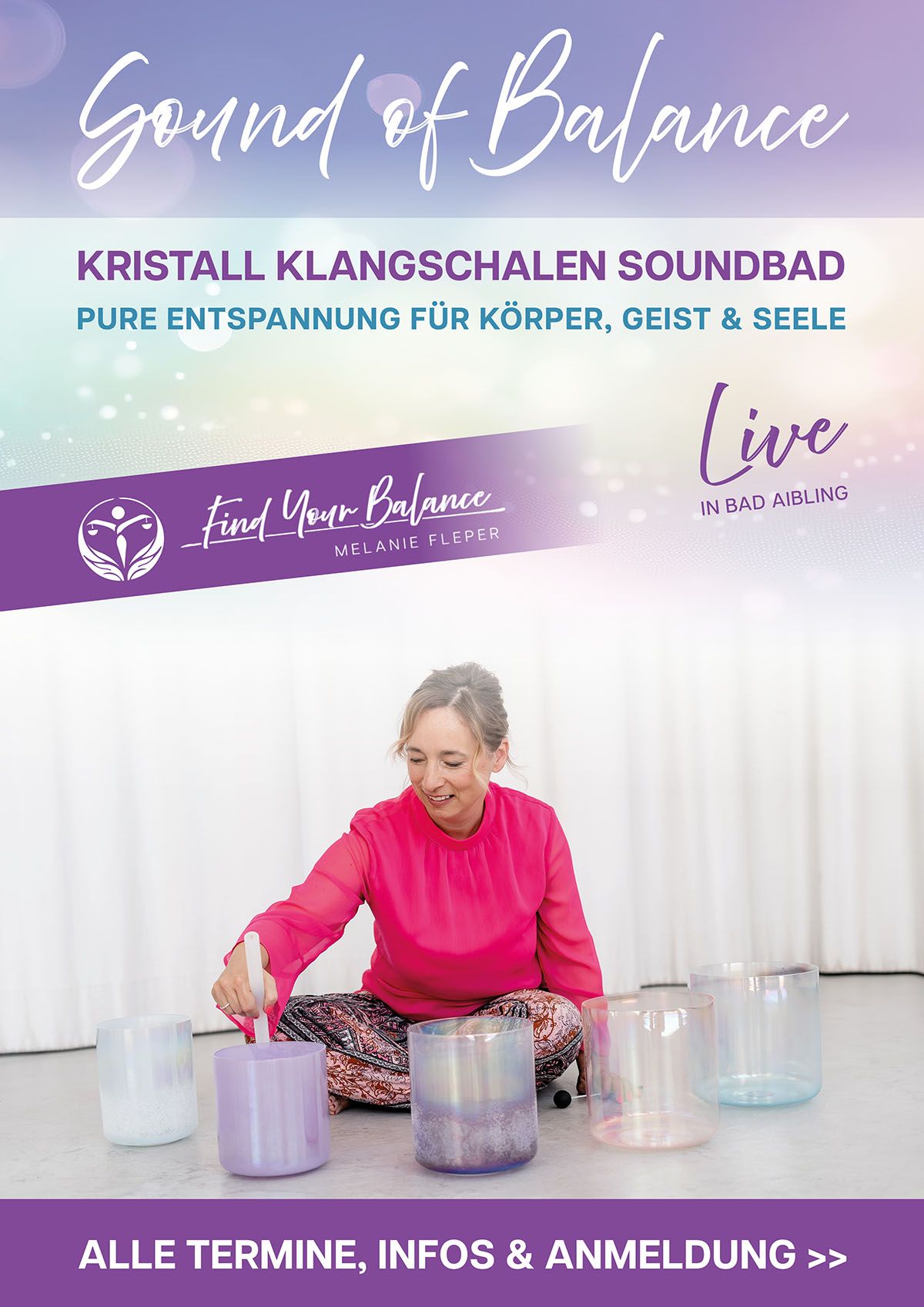 Das Kristall Klangschalen Soundbad in Bad Aibling live erleben bei Find Your Balance : Melanie Fleper